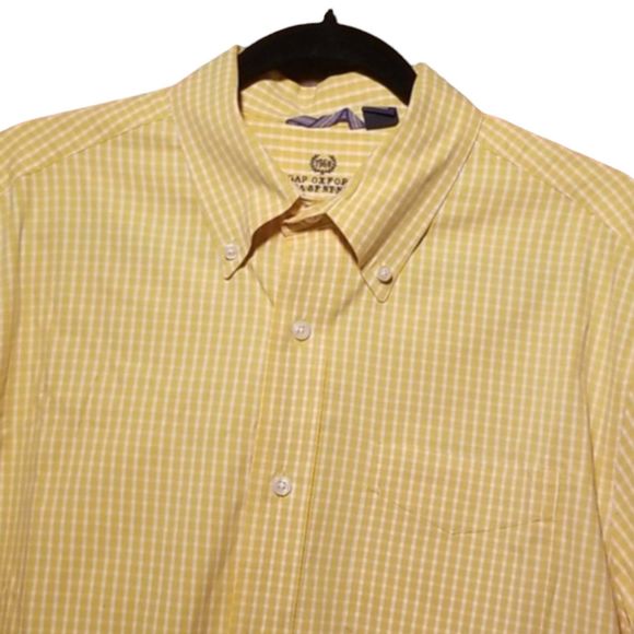 GAP 1969 Oxford Yellow Checkered Button Down Shirt Men Size L - Picture 2 of 7